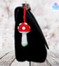 Crochet red toadstool, mushroom decoration, bag charm. Toadstool keyring. - Image 4