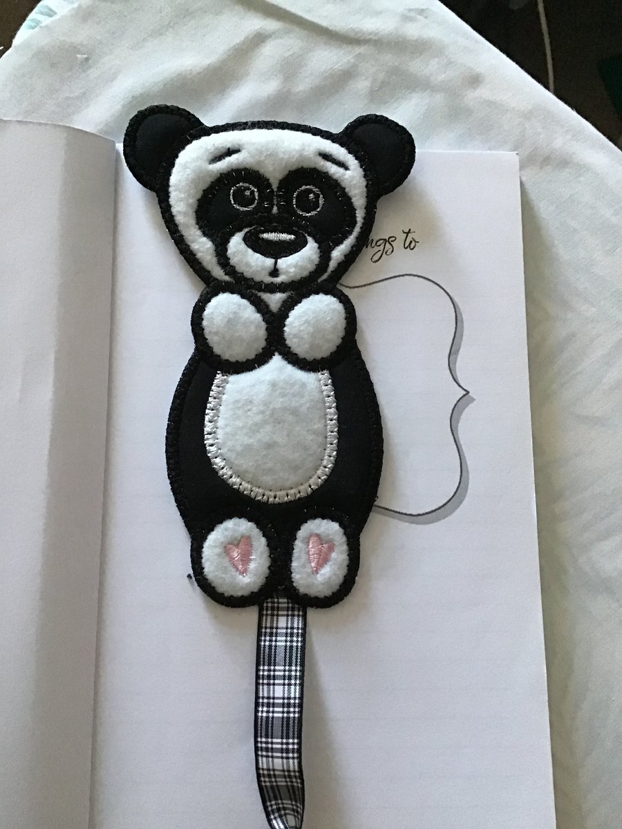 Embroidered Panda Bookmark 