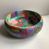 Abstract hand painted wooden bowl