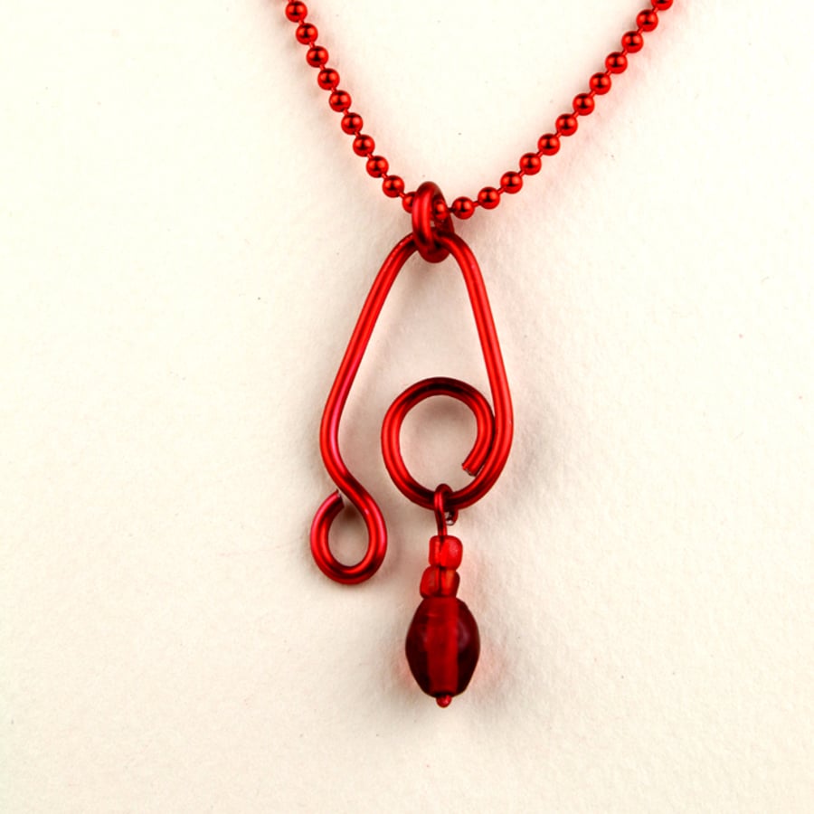 W007 RED WIRE SCROLL  NECKLACE