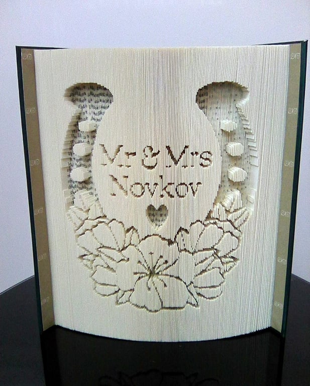 Floral Horseshoe CUSTOM 180 CUT & FOLD Book Folding Pattern -EMAILED PDF PATTERN