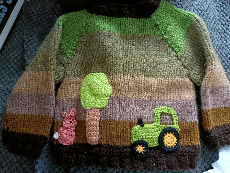 Hand Knitted, country design, childrens cardigan 