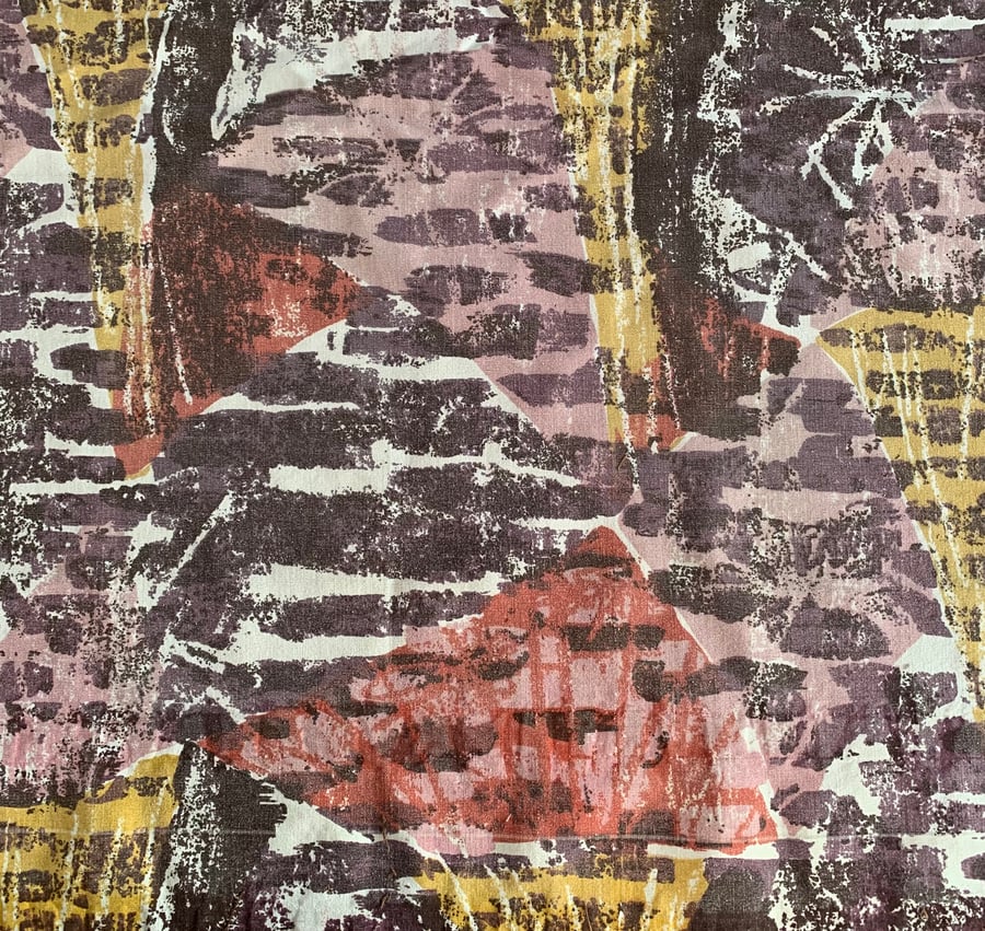 Abstract David Whitehead Mid Century Pink Yellow 50s  Vintage Fabric lampshade 