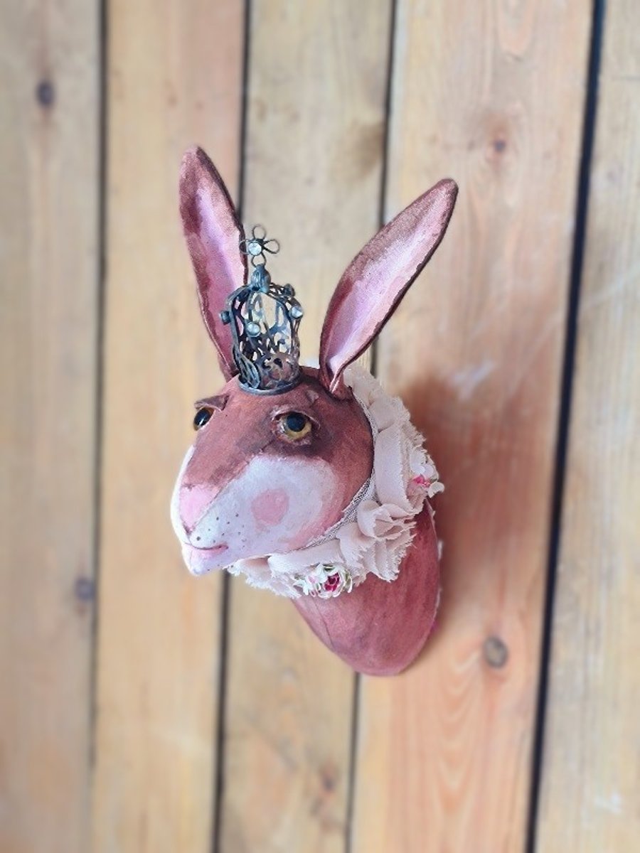Handmade mini royal hare faux taxidermy 