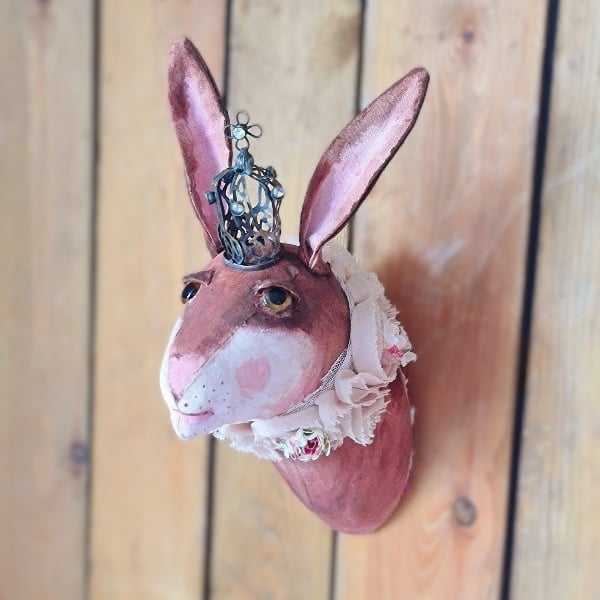 Handmade mini royal hare faux taxidermy 