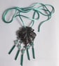 Upcycled Ornate Antique Silver Tone Buckle Boho Necklace-Turquoise - Image 7