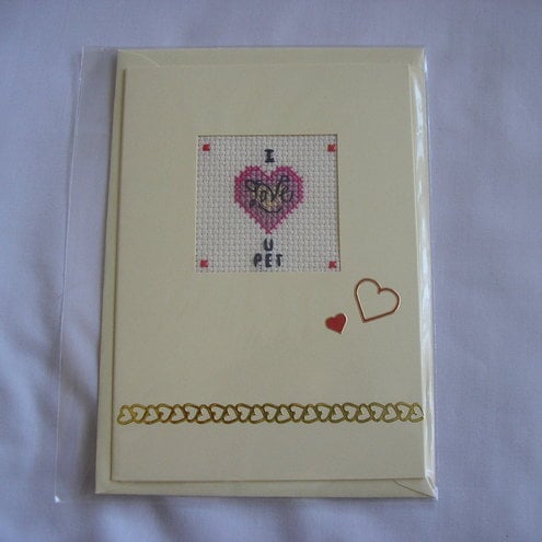 Card - Love U - Hand Embroidered