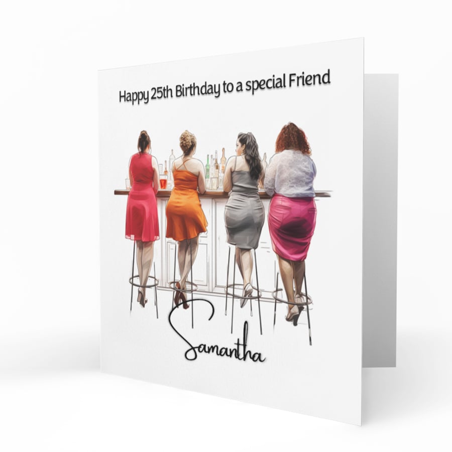 Personalised Birthday Card, Female,Girls Night Out, Cocktails, C206