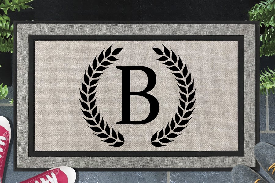 B Letter Door Mat - Monogram Letter A - All Weather Doormat - 45x70cm 