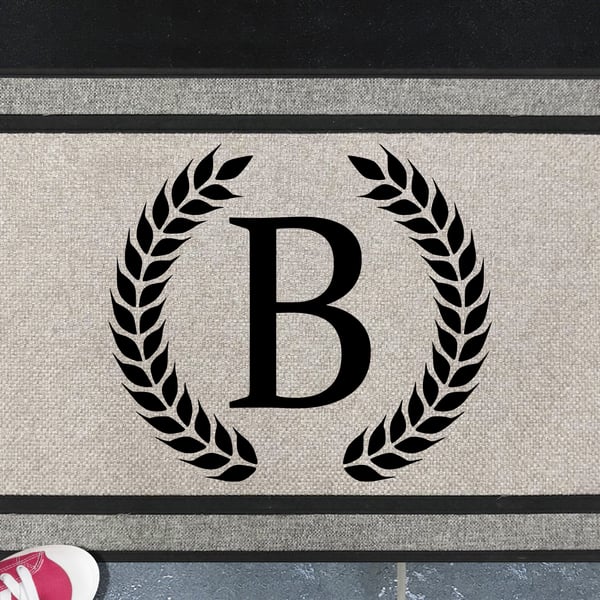 B Letter Door Mat - Monogram Letter A - All Weather Doormat - 45x70cm 
