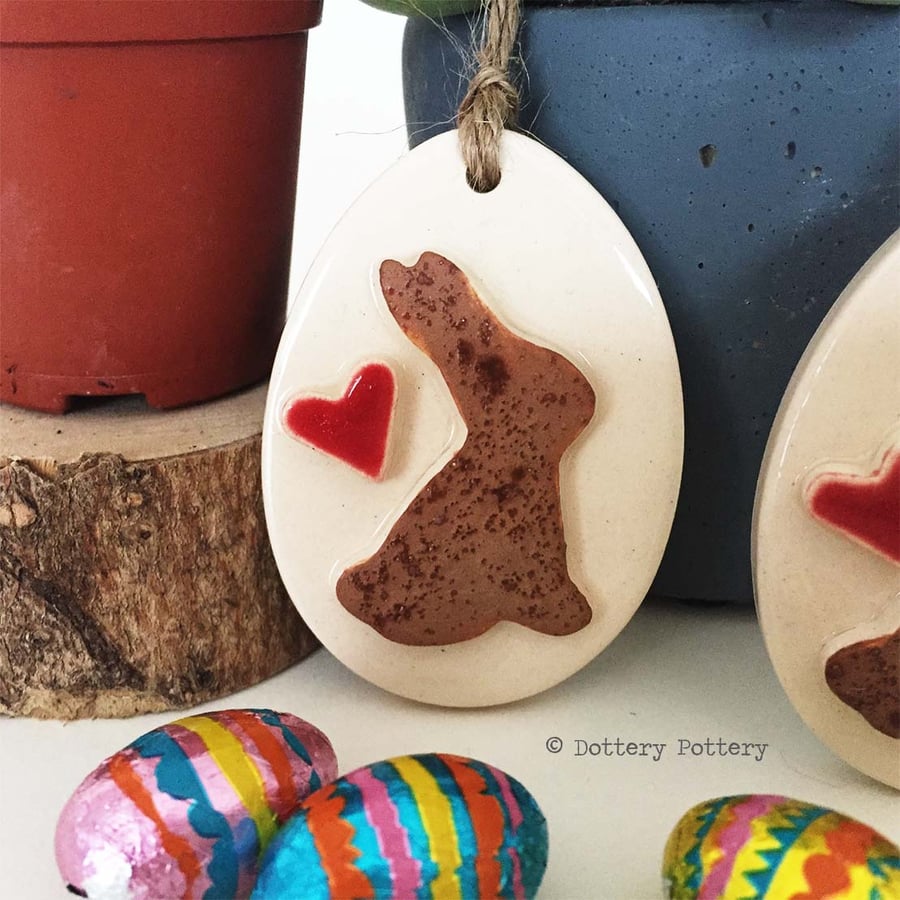 Pottery Easter Egg decoration Ceramic Easter Egg Bunny Rabbit