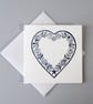 Coastal Scandi Heart Folk Art Card - valentine Wedding Personalised Custom