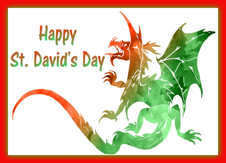 St David's Day Dragon Card A5
