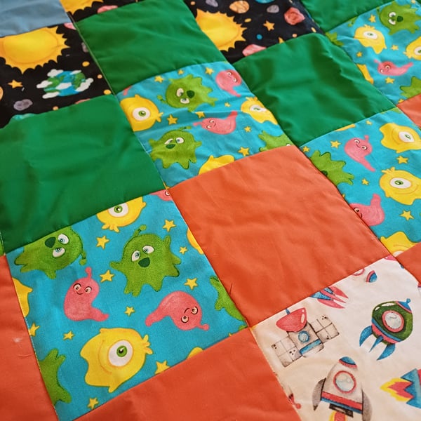 Handmade patchwork space playmat
