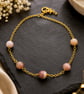 Handmade Pink Botswana Agate Gemstone Bracelet Gold Plated Gift for Her - Image 3