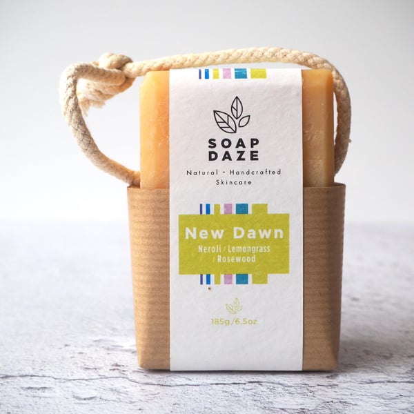 New Dawn soap on rope, vegan, handmade, essential oils