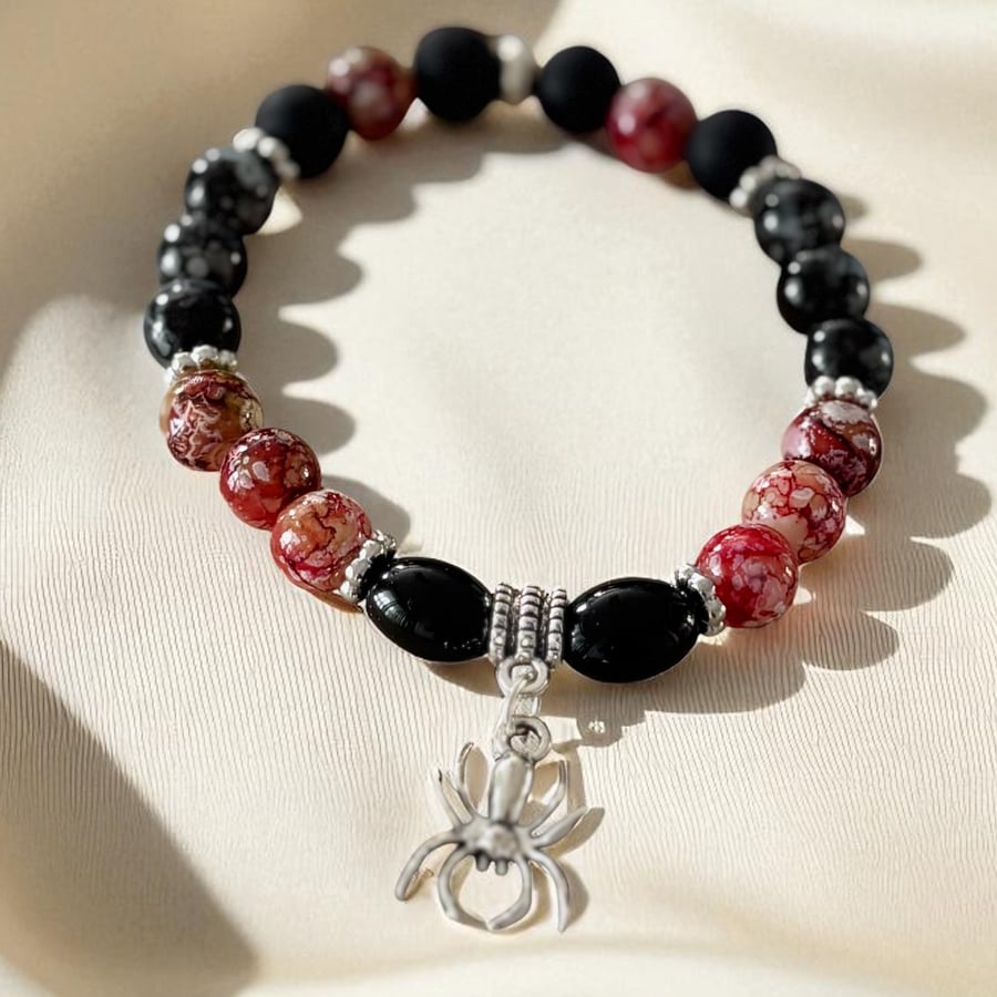 Spider Charm Halloween Theme Beaded bracelet
