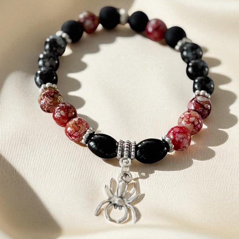 Spider Charm Halloween Theme Beaded bracelet