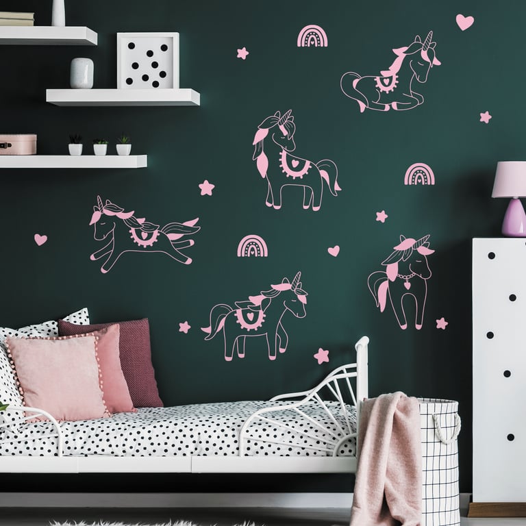 Unicorn Wall Sticker Set: Magic-Themed Wall Decals for Kids Rooms & Nurseries