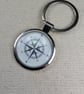 Compass Keychain - Travel Themed - Large Resin Finished Keyring