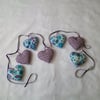 Garland, hand stitched, hearts, purple, turquoise, bunting, summer house