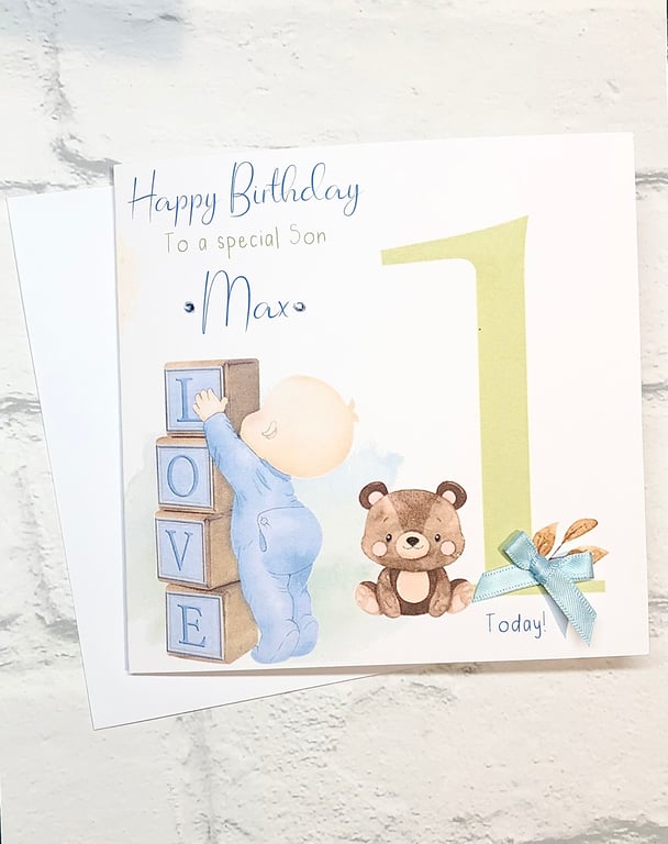 1st Birthday Card Boy Baby Girl Happy First Birthday Son Grandson Daughter