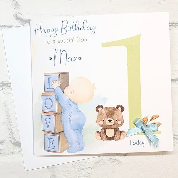 1st Birthday Card Boy Baby Girl Happy First Birthday Son Grandson Daughter