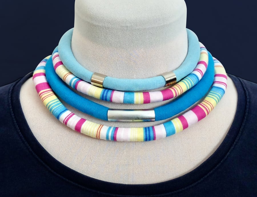 Bright Fabric Rope Statement Choker Necklace
