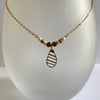 Gold Steel Pendant Charm Necklace.