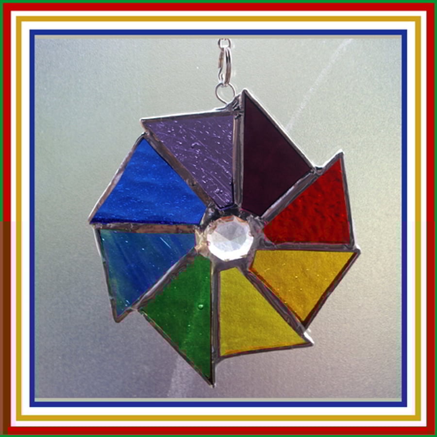 Rainbow Triangles Stained Glass Suncatcher 