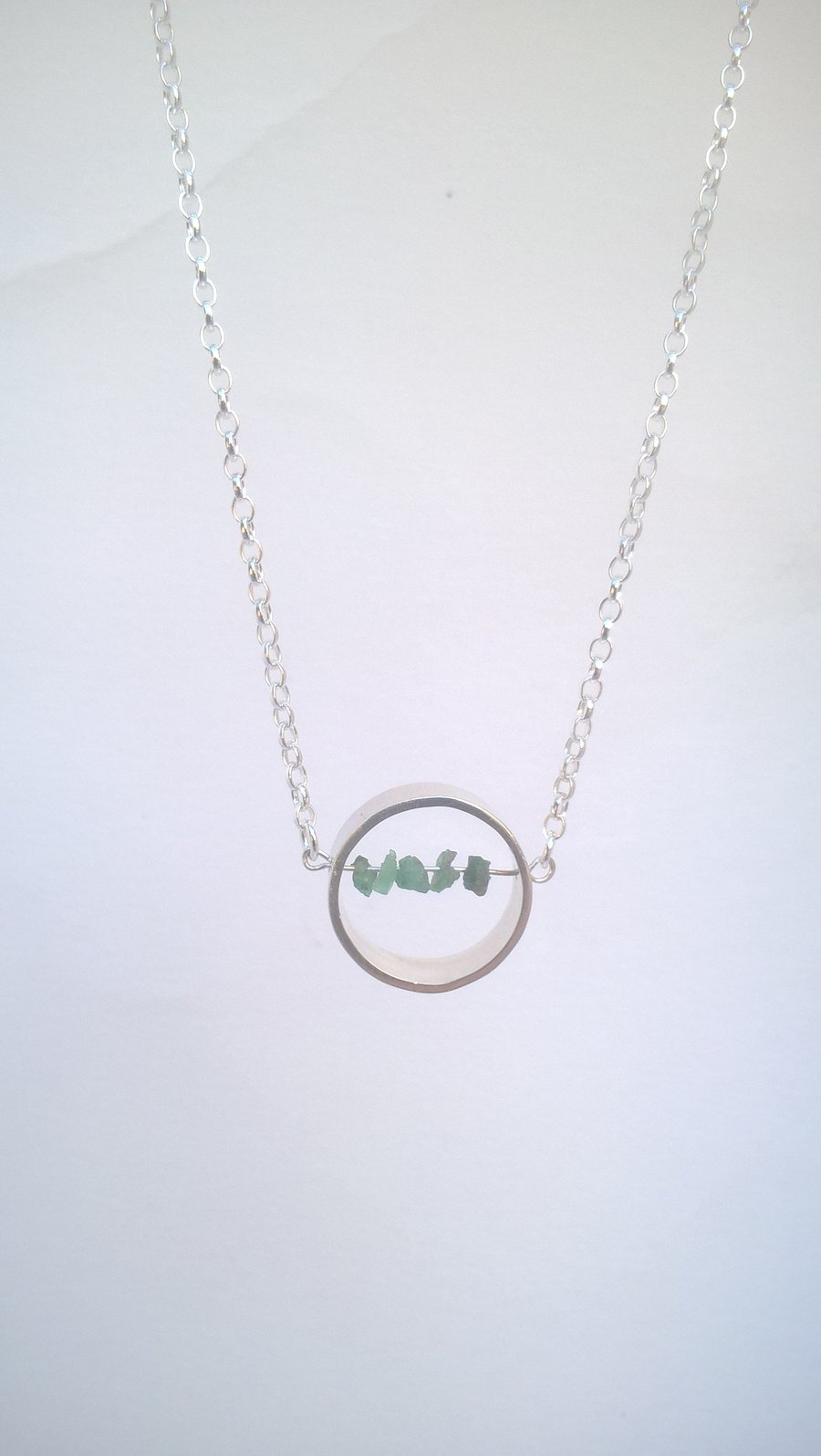 Emerald & Silver Ring Necklace