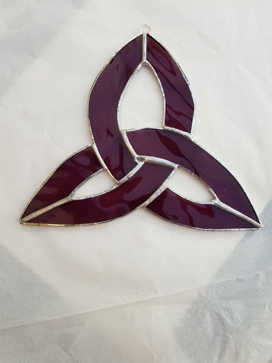 472 Stained Glass Large purple Celtic Knot - handmade hanging decoration.