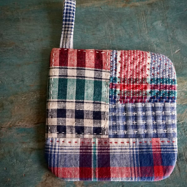 Vintage Fabric Patchwork Pot Holder Handmade KItchen Accessories