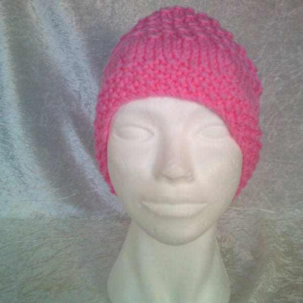 Chunky Raspberry Pink Ladies Hat