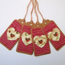 Set of 4 Christmas robin gift tags