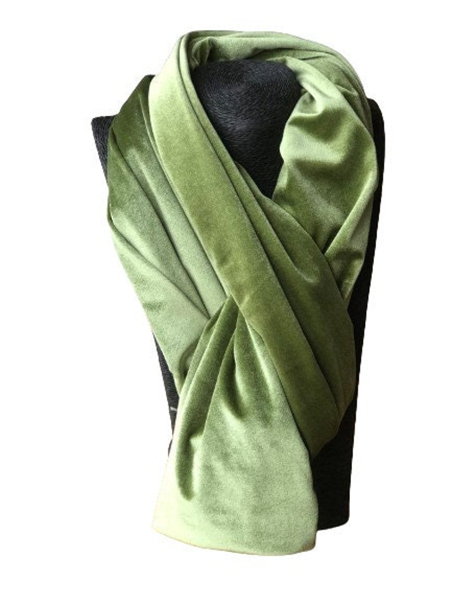 Apple Green Velvet Scarf