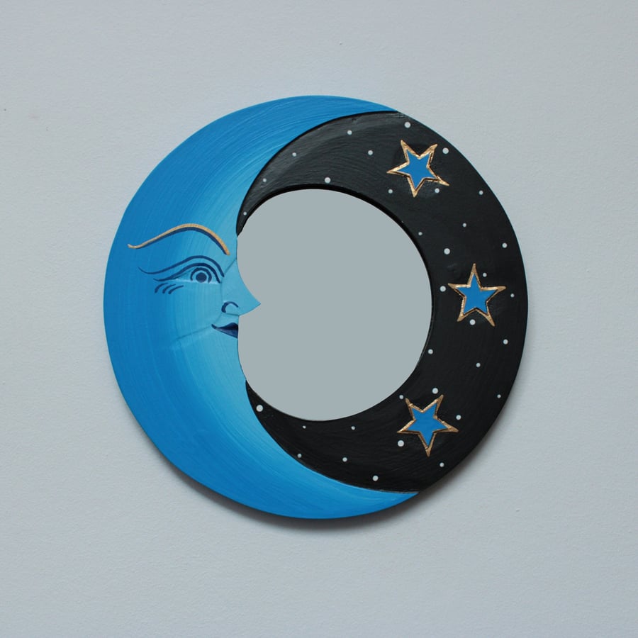 Handcrafed Fair Trade Blue Moon Wall Mirror 20cm Wall Decor Bedroom Decor Home D