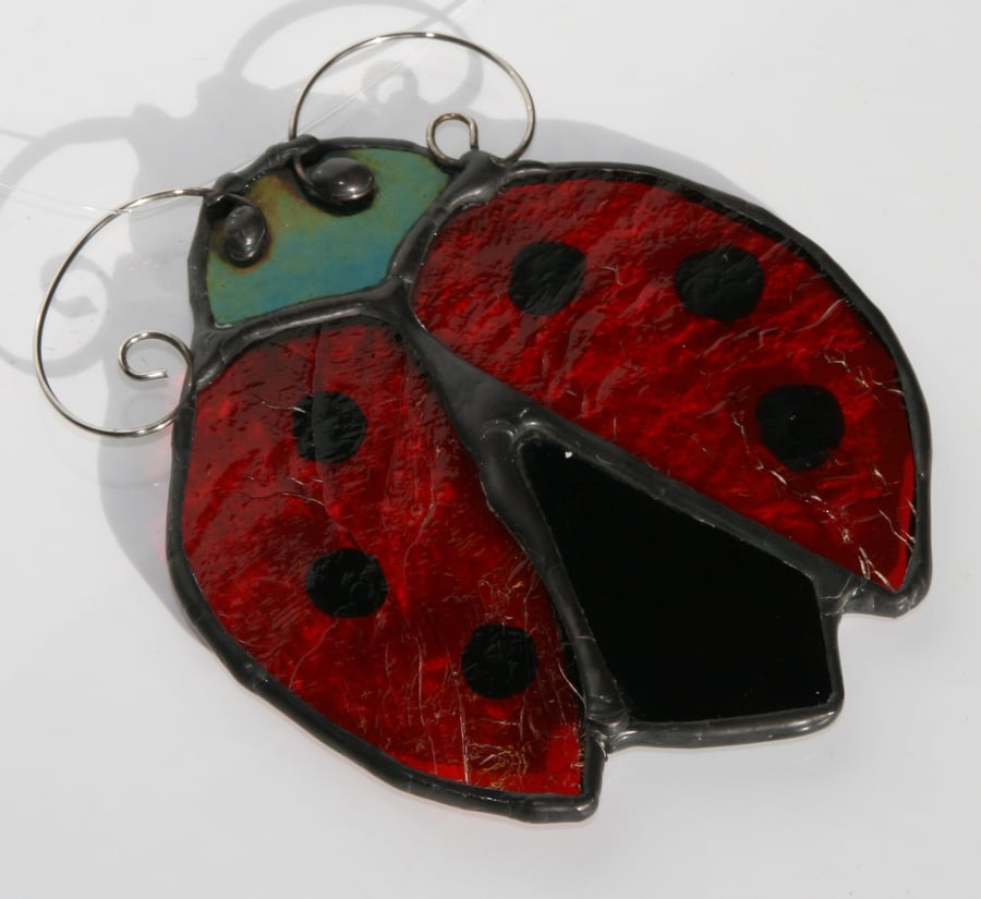 Hand made stained glass ladybird suncatcher
