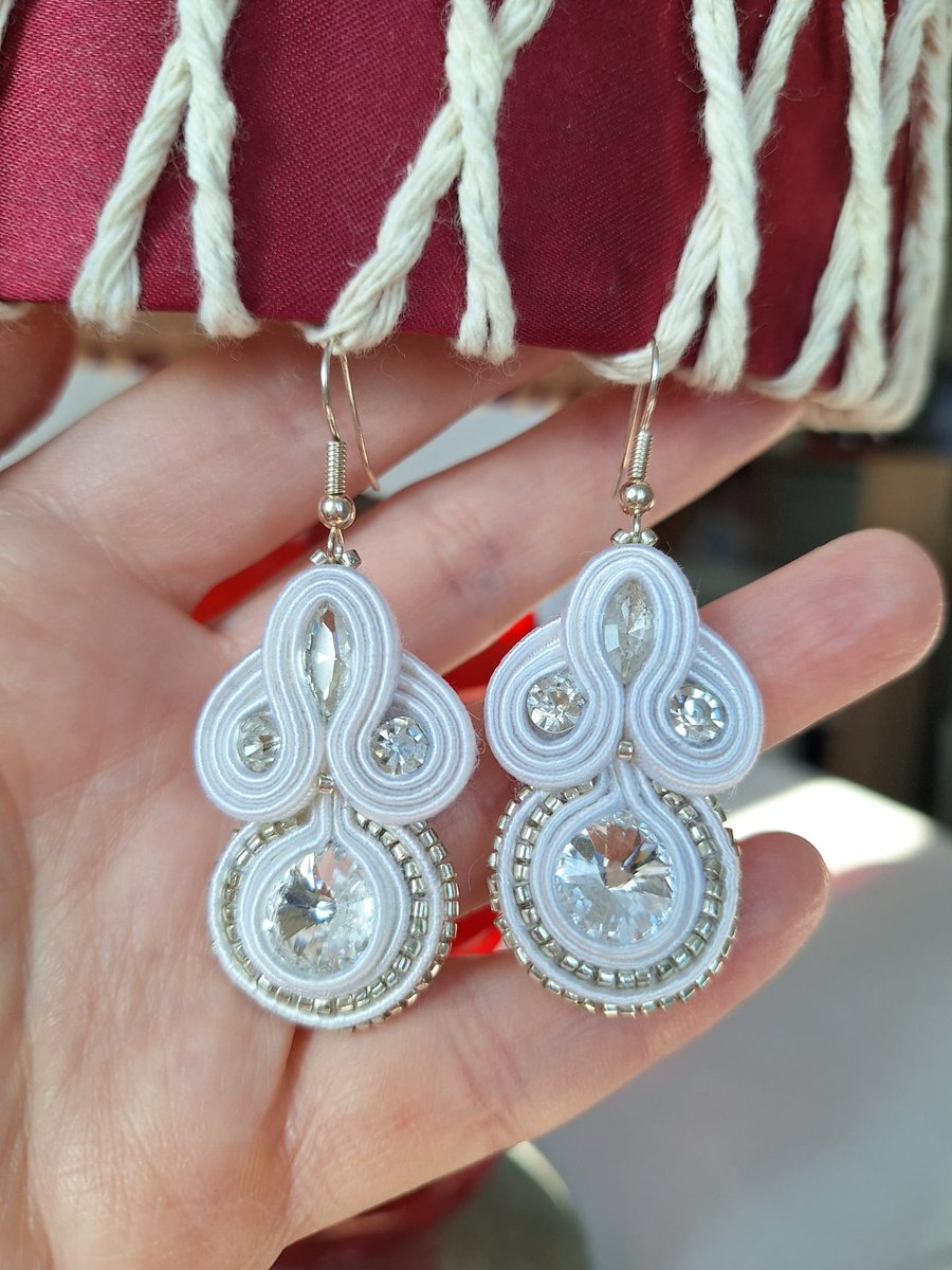 White soutache earrings