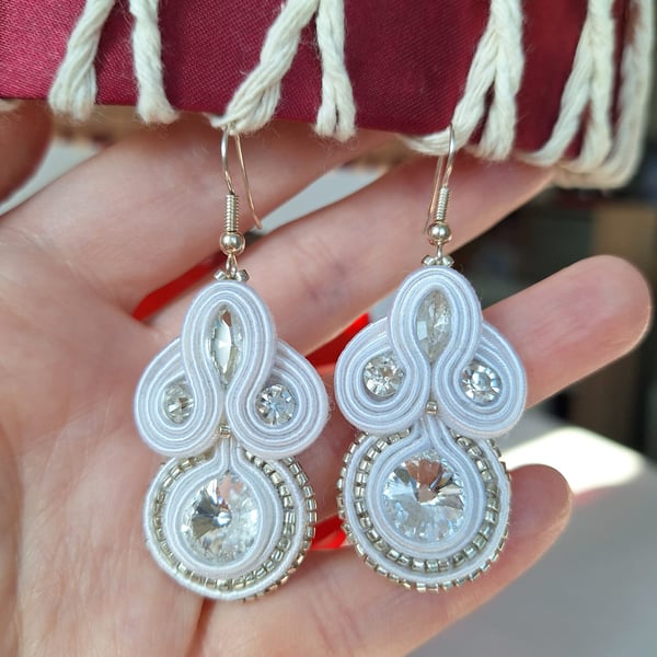 White soutache earrings