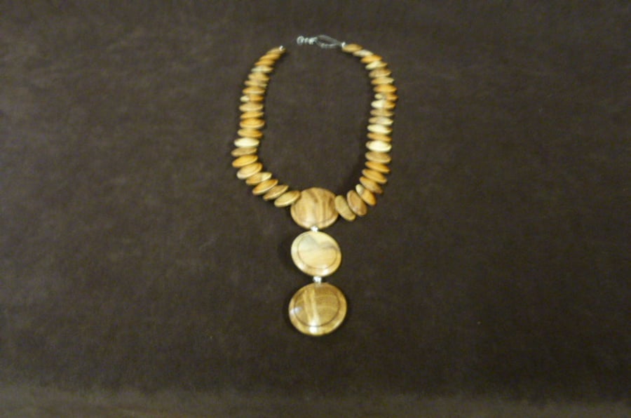 Hand made wooden necklace