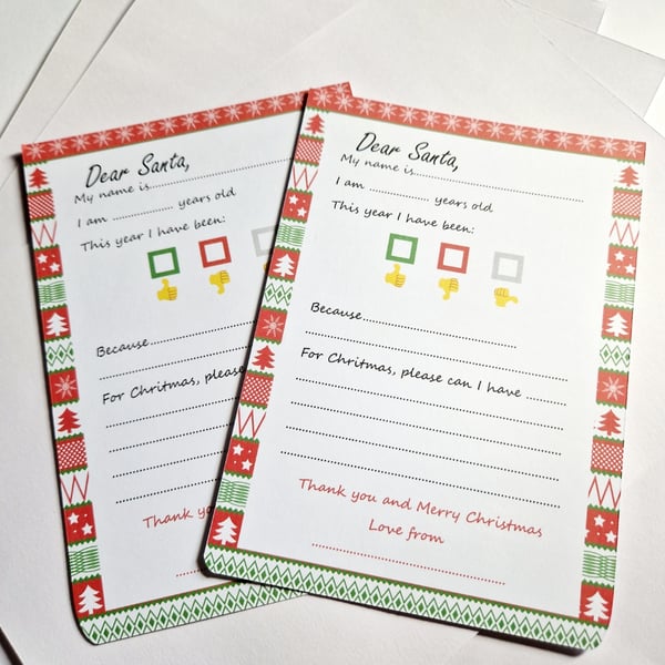 Letter to Santa x 2 A5 prints