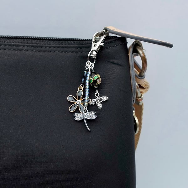 Bag Charm, Bee, Dragonfly & Flower, Best Friend, Thank You Teacher, Gift For Her