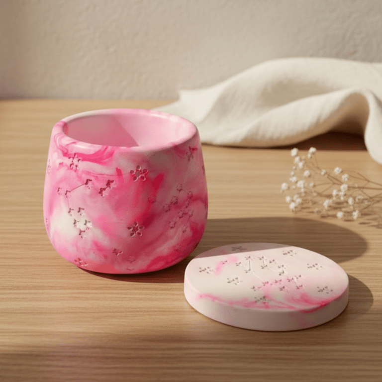 Pink Marble Effect Constellation Jewellery Box - Candle Jar or Trinket Pot 