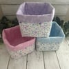 Fabric Storage Baskets Set of 3 Pastel Florals