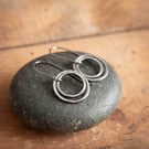 Oxidised Layered Circle Dangle Earrings Handmade from Eco Silver