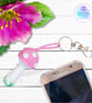 Crochet pink toadstool, mushroom decoration, bag charm. Toadstool keyring. - Image 1