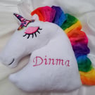 Unicorn head cushion -white fleece UK