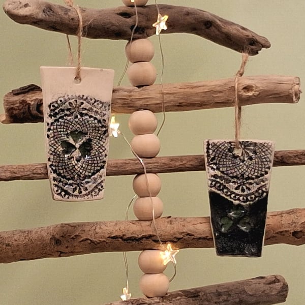 Ceramic pint of stout hanging decoration 