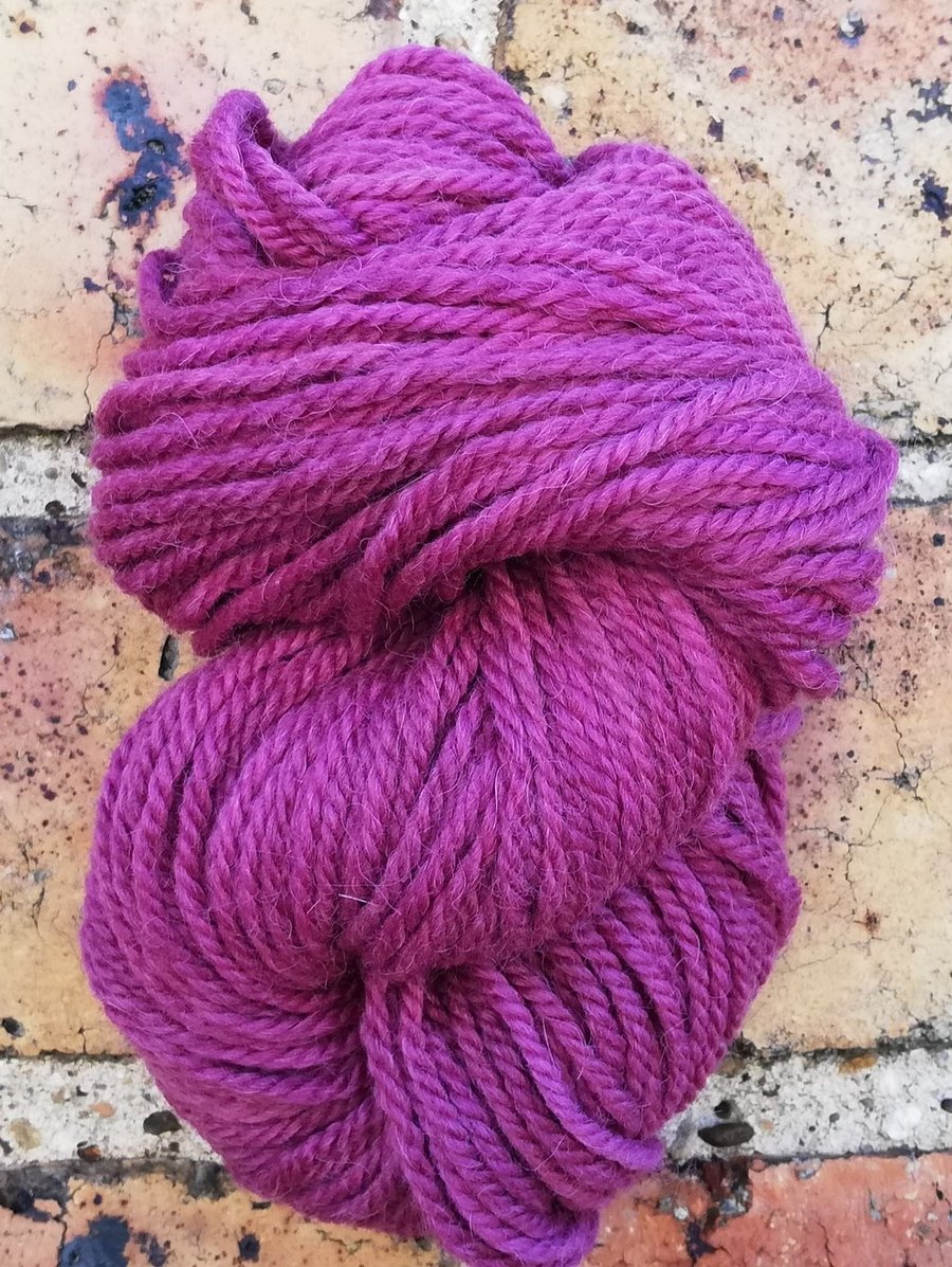 Dark Pink, Hand Dyed Yarn. Aran. 